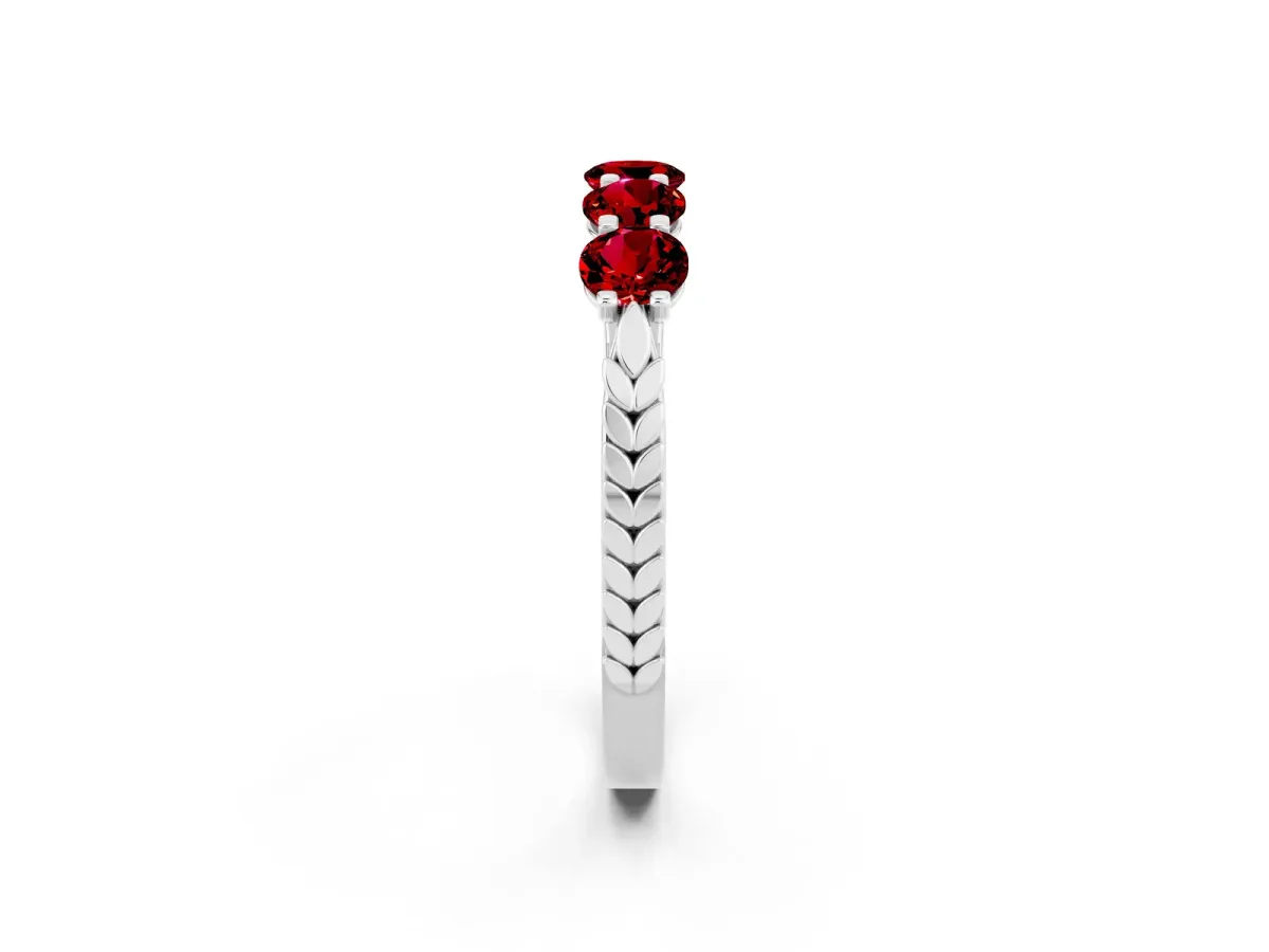 Five-Stone Round Ruby Prong-Set Band White gold