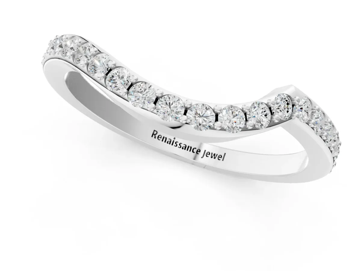 Round Diamond Pavé Twist Band with Shared Prong Setting Platinum