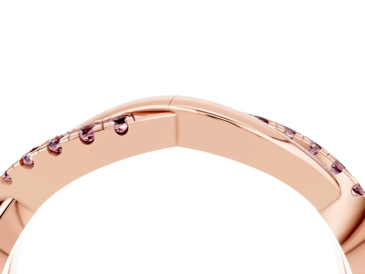 Round Morganite Twisted Infinity Band with Prong Setting Rose gold