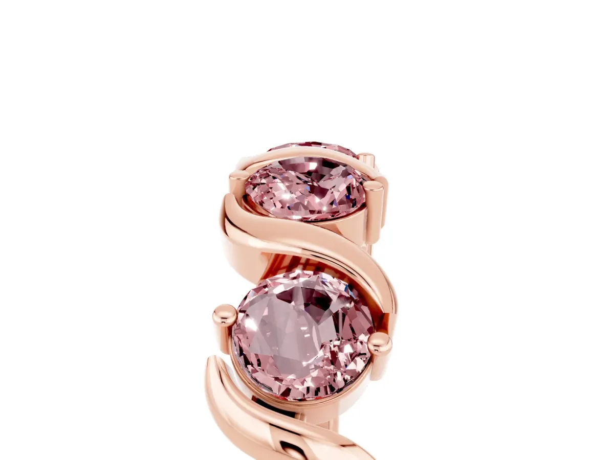 Six-Stone Round Morganite Wave Band with Shared Prong Setting Rose gold