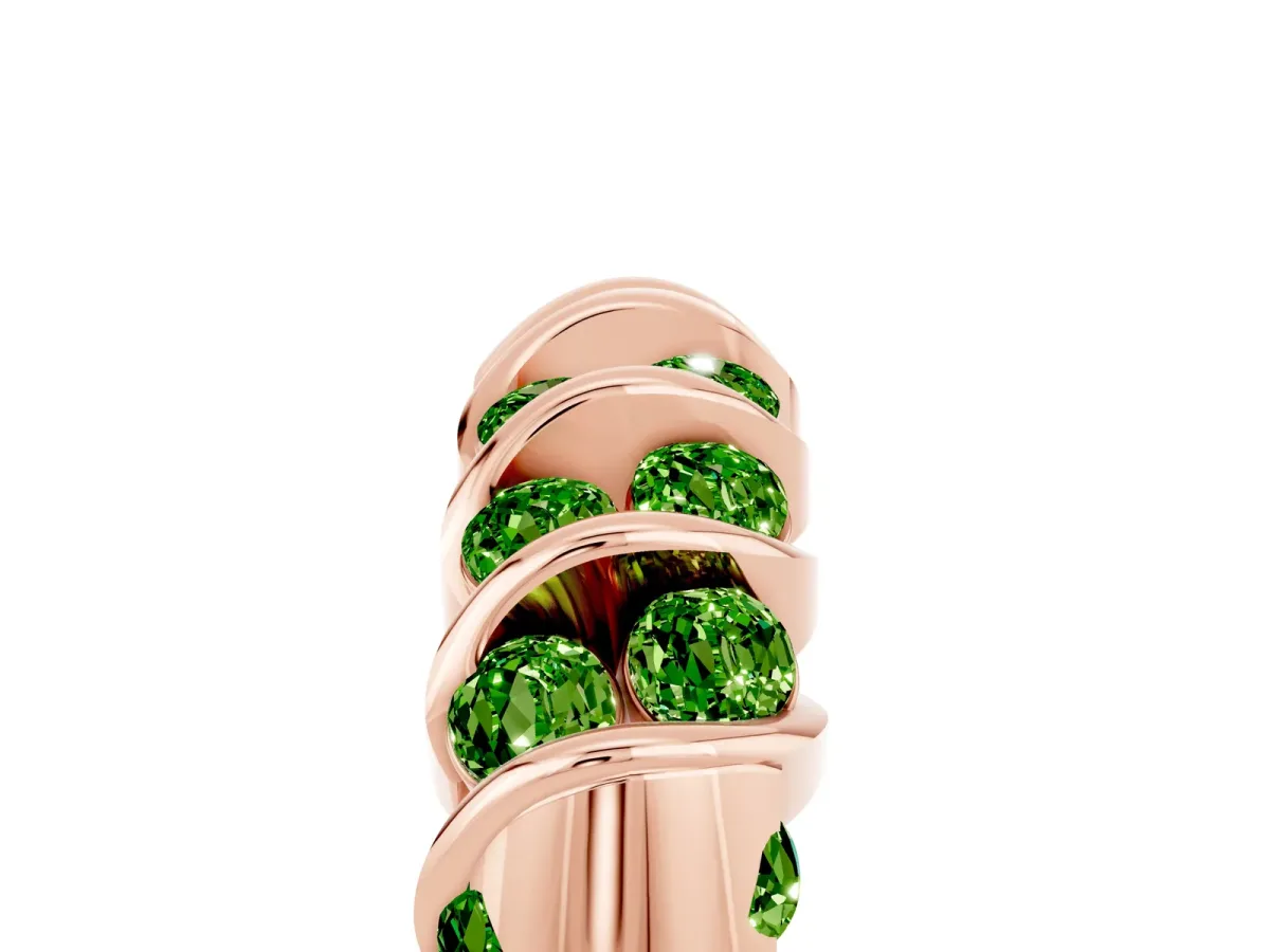 Channel Set Round Peridot Multi-Row Band Rose gold
