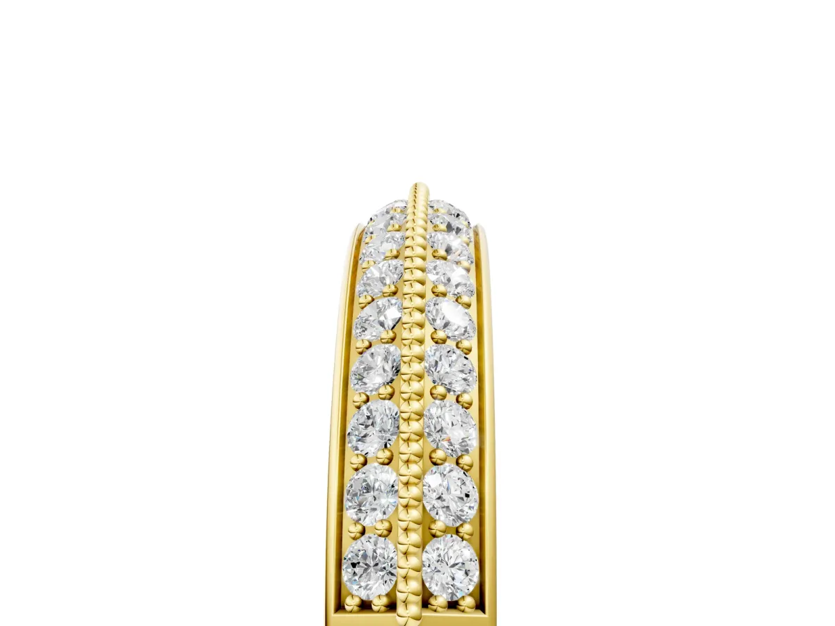 Round Diamond Pave Eternity Band with Milgrain Edging Yellow gold