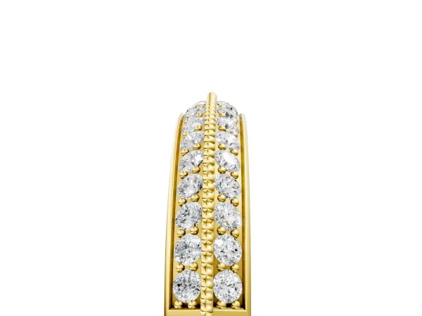 Round Diamond Pave Eternity Band with Milgrain Edging Yellow gold