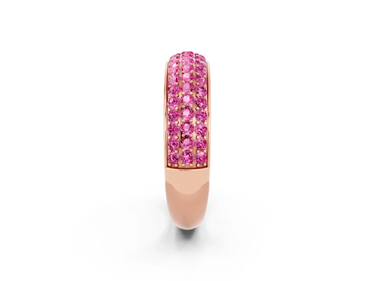 Three-Row Round Pink Sapphire Eternity Band with Shared Prong Setting Rose gold