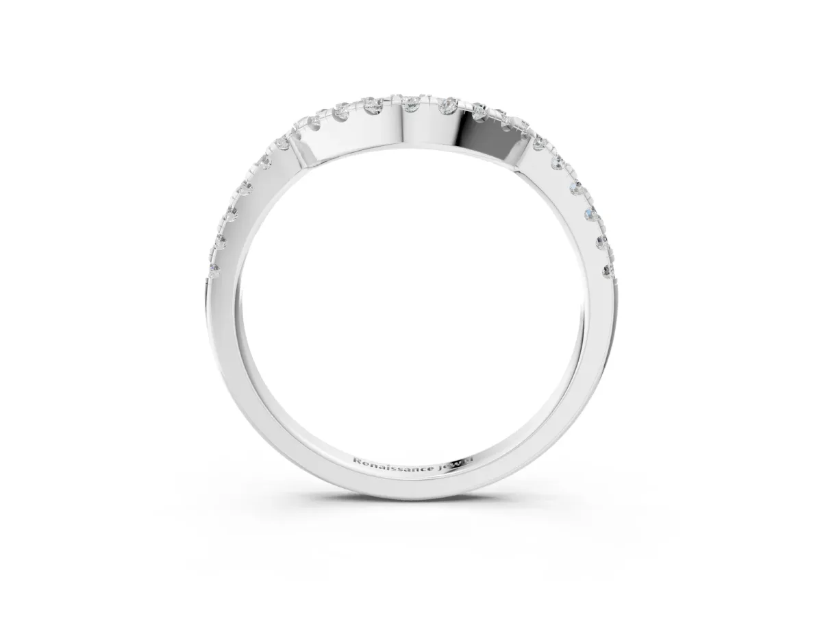 Round Diamond Wavy Eternity Band with Prong Setting Silver
