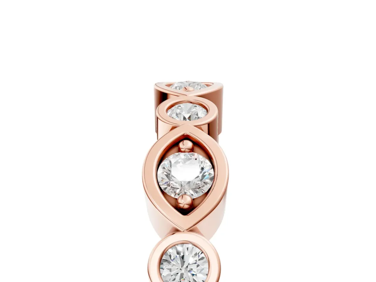 Bezel Set Mixed Shape Diamond Eternity Band Rose gold