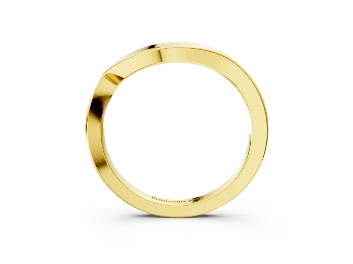 Chevron Curved Solitaire Band Yellow gold