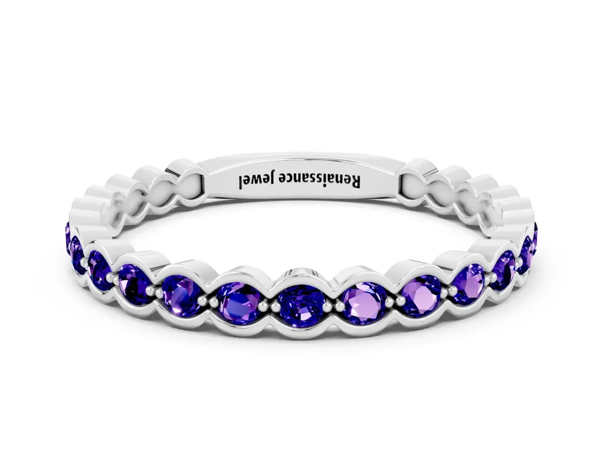 Round Tanzanite Bezel Set Eternity Band Platinum