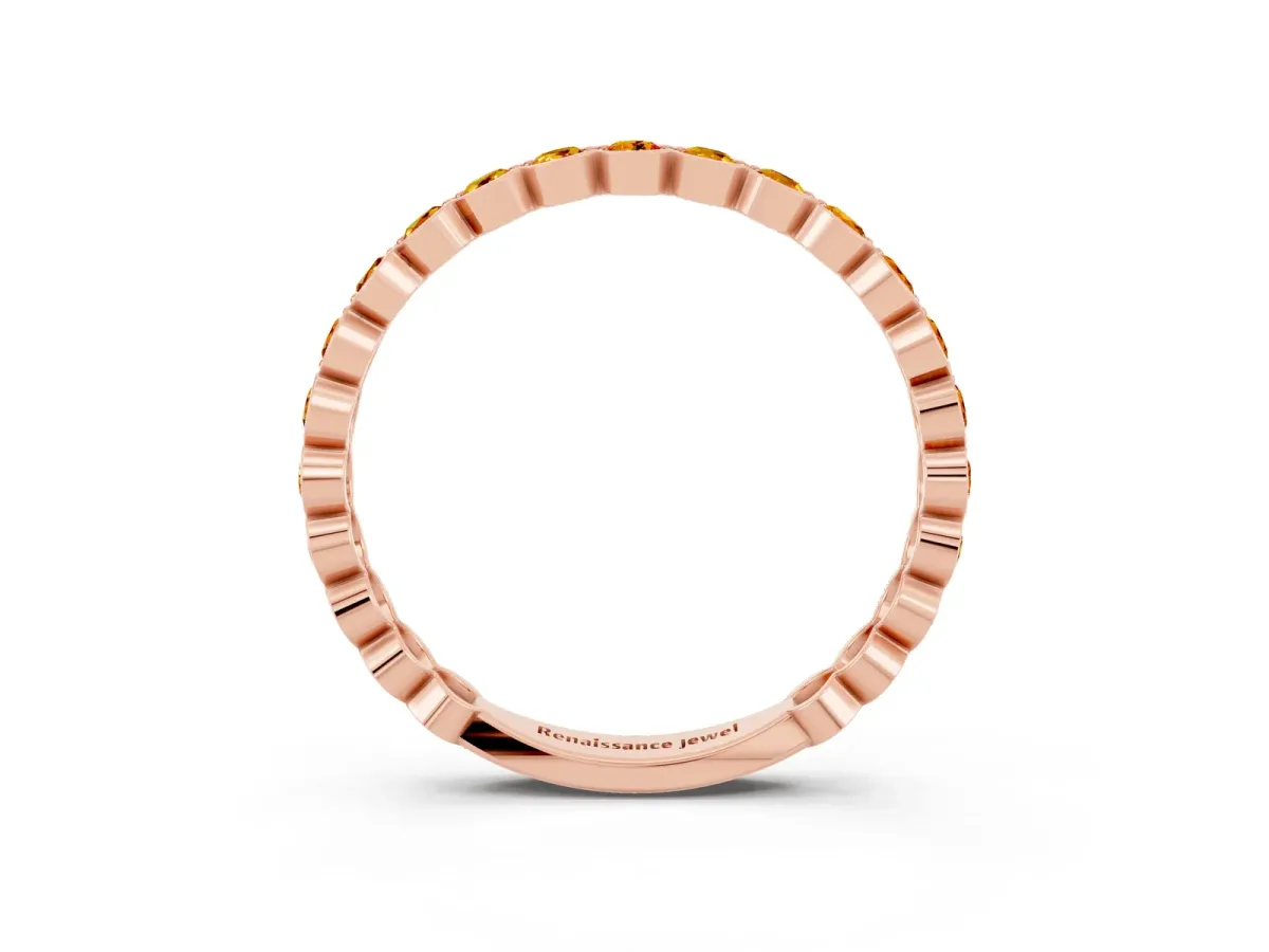 Round Citrine Bezel Set Eternity Band Rose gold