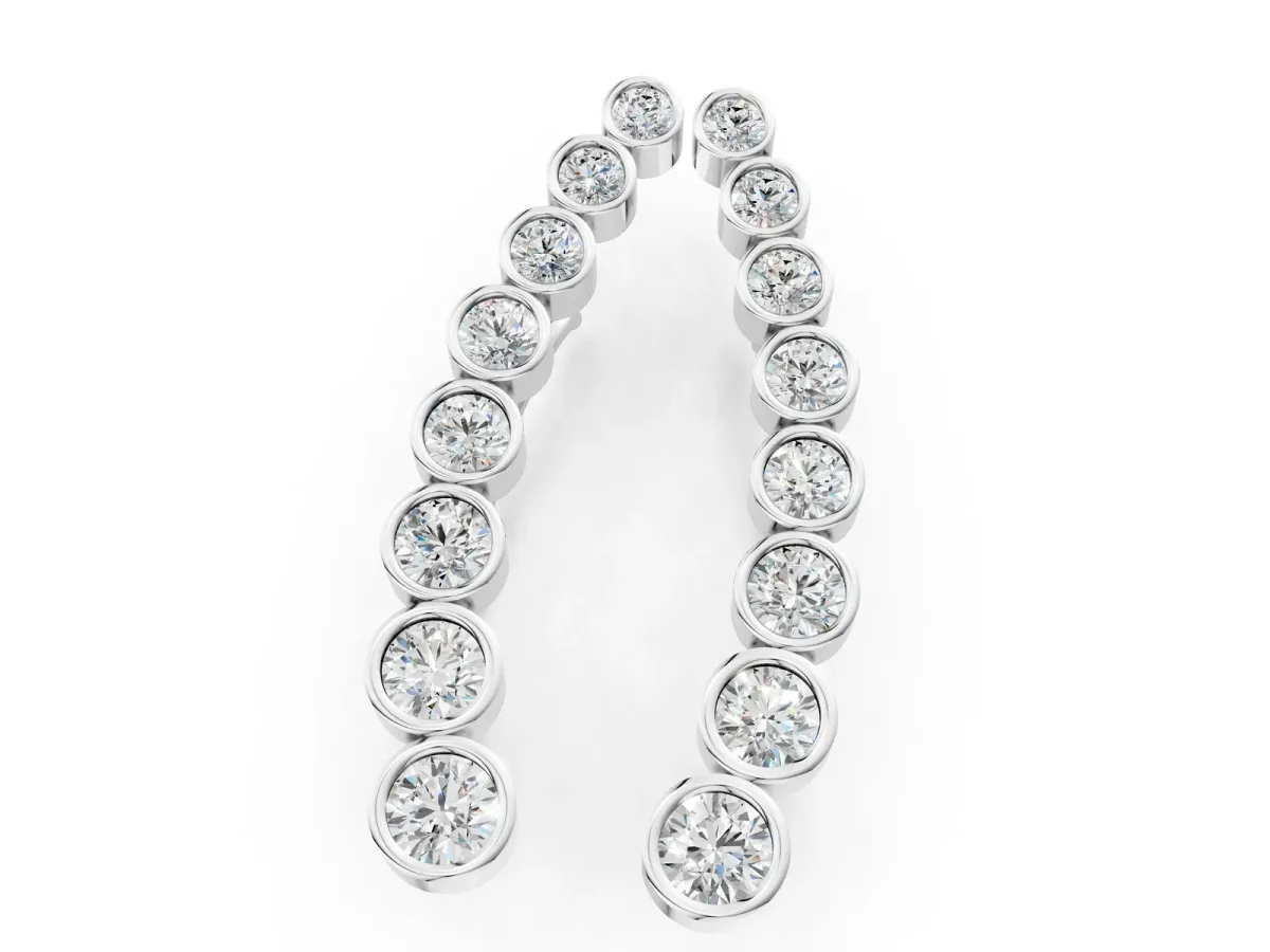 Bezel-Set Round Diamond Climber Earrings Silver
