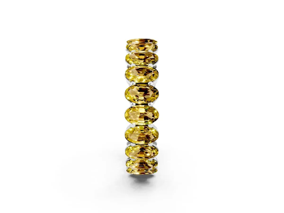 Oval Cut Yellow Sapphire Eternity Band with Shared Prong Setting White gold