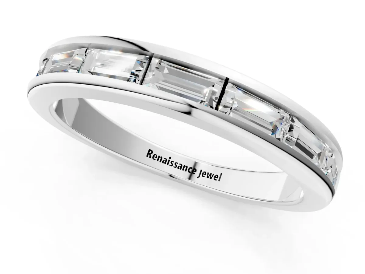 Channel-Set Baguette Diamond Eternity Band White gold