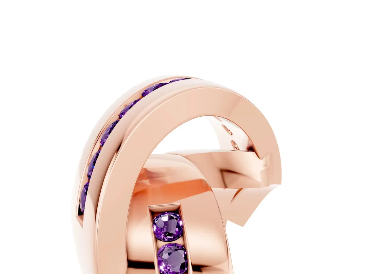 Pavé Round Amethyst Crossover Band with Channel Setting Rose gold