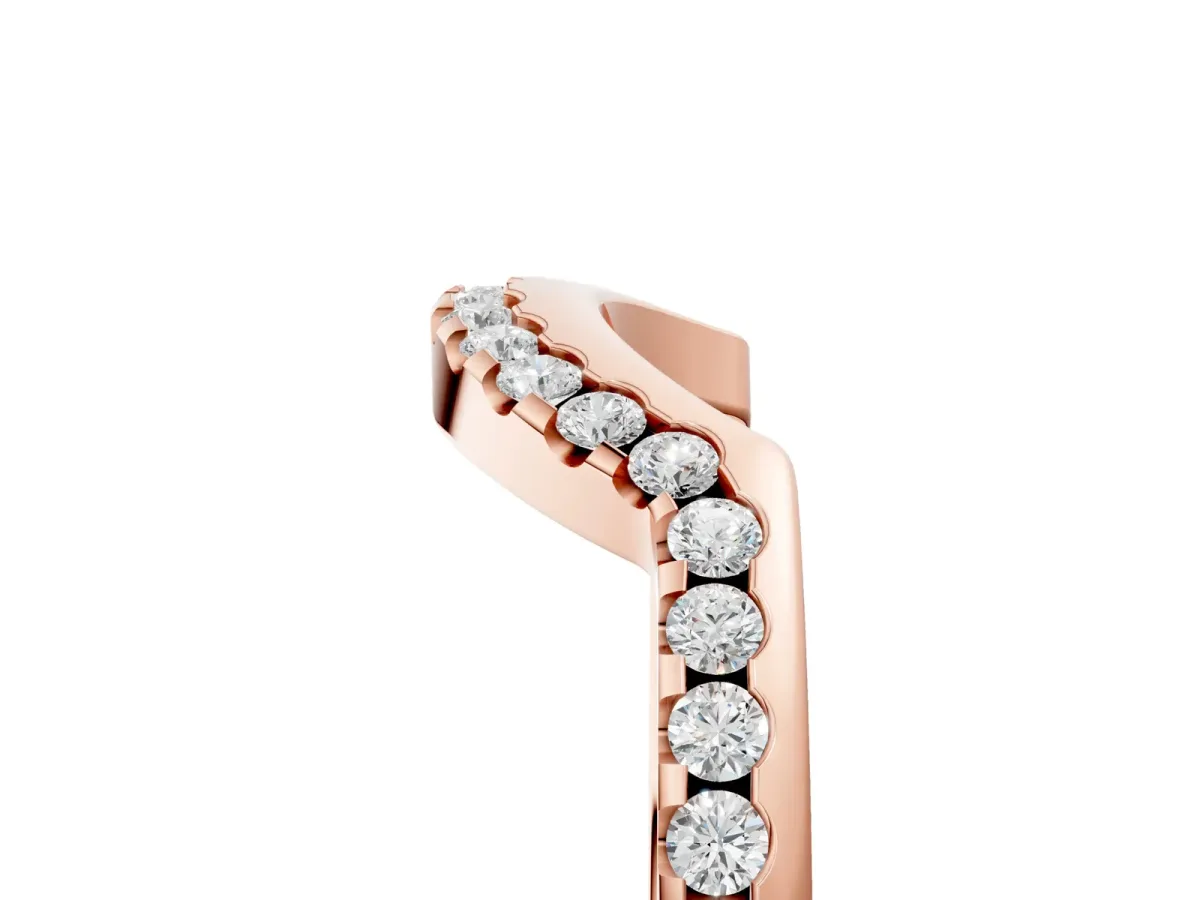 Pavé Round Diamond Contour Band with Shared Prong Setting Rose gold
