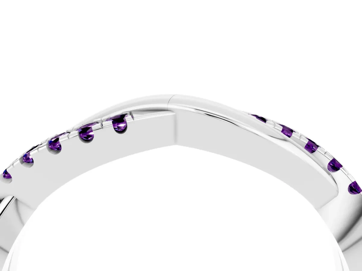 Round Amethyst Twisted Infinity Band with Prong Setting Platinum