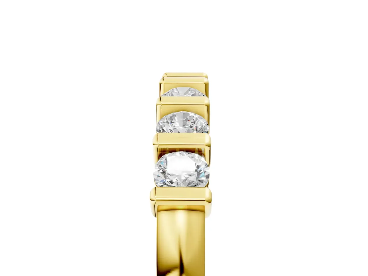 Channel-Set Round Diamond Half-Eternity Band Yellow gold