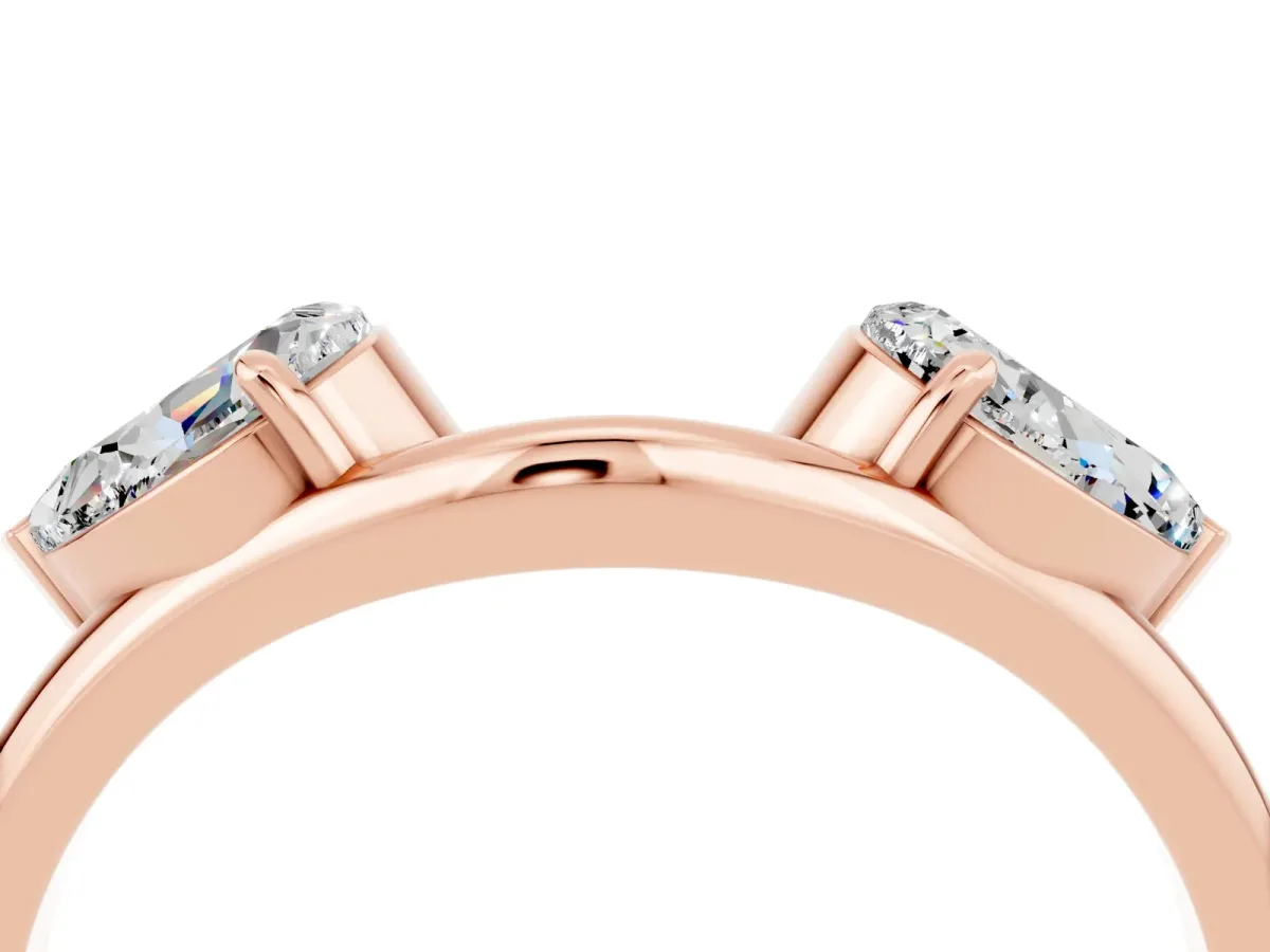 Two-Stone Pear Moissanite Bypass Ring with Prong Setting Rose gold