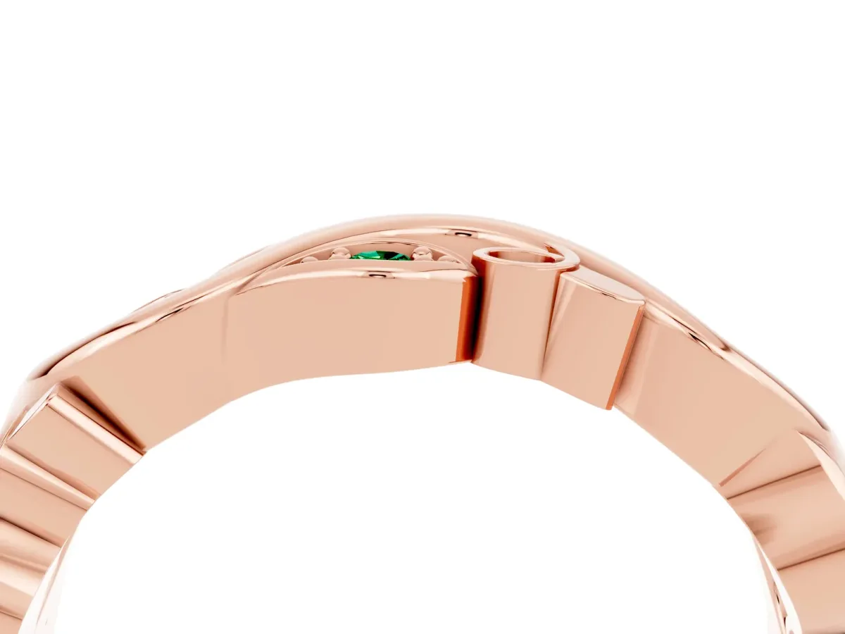 Marquise Emerald Vine Eternity Band with Bezel Setting Rose gold
