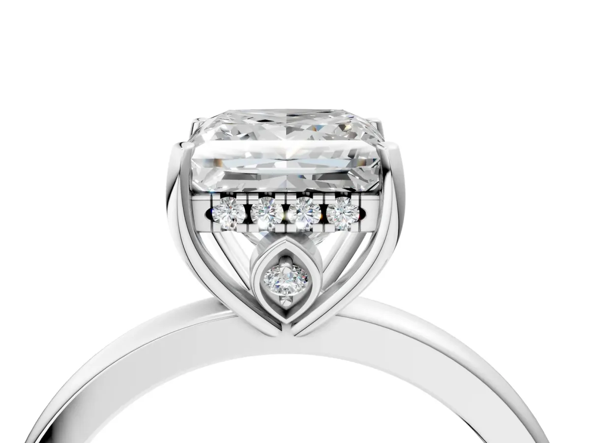Round Cut Solitaire Diamond Ring with Prong Setting and Plain Band Platinum