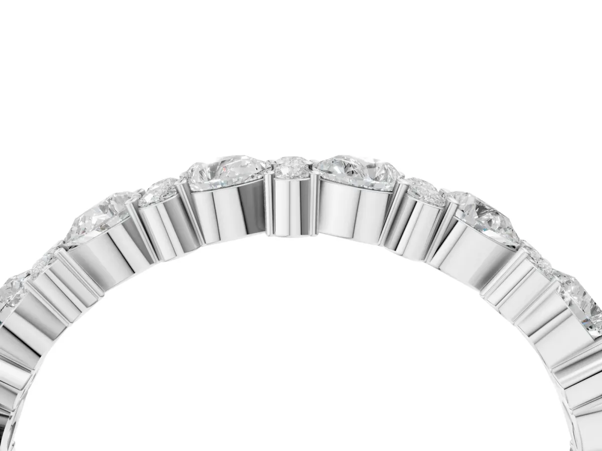 Pear and Round Diamond Wedding Band Platinum
