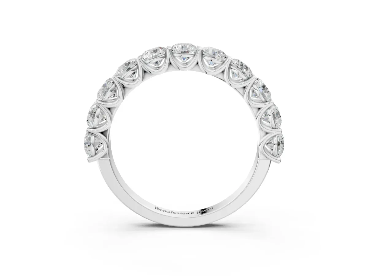 Round Diamond Shared Prong Eternity Band Silver