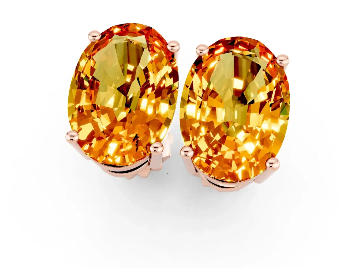 Oval Cut Citrine Stud Earrings Rose gold
