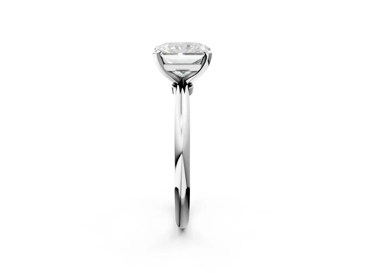 Radiant Cut Diamond Solitaire Ring with Six-Prong Setting and Classic Band Platinum