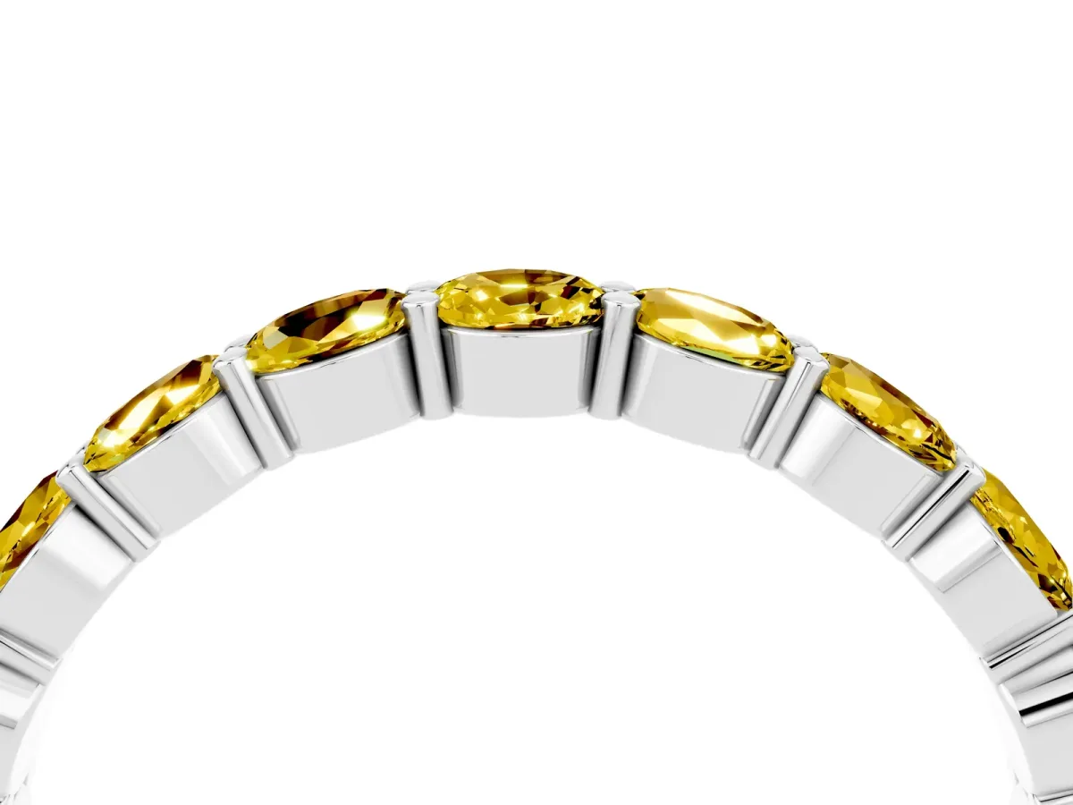 Round Yellow Sapphire Eternity Band with U-Prong Setting Silver