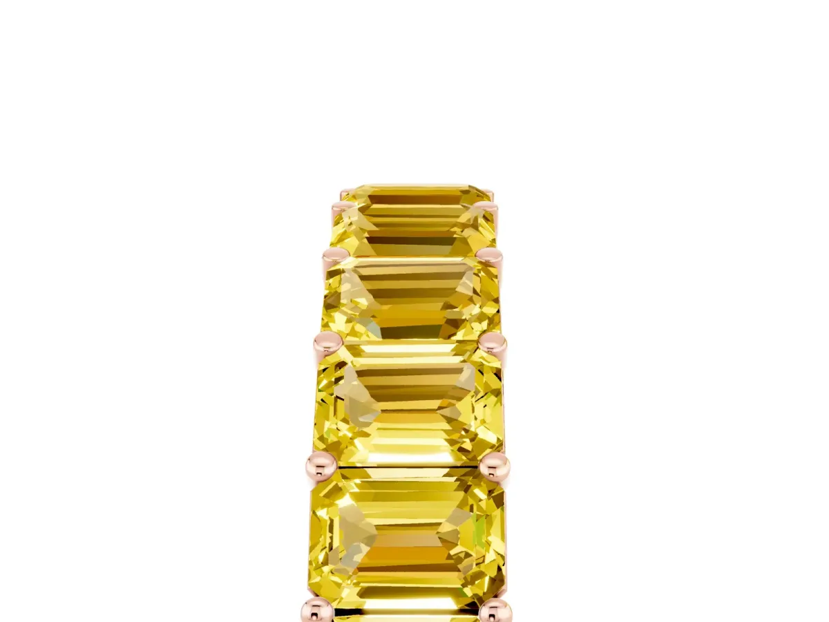 Emerald Cut Yellow Sapphire Eternity Band with Shared Prong Setting Rose gold