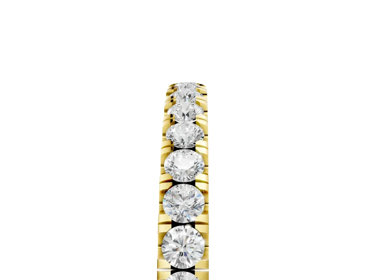 Round Diamond Classic Half Eternity Band with Shared Prong Setting Yellow gold