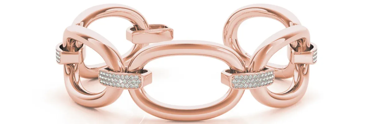 Pavé Round Stone Link Bracelet with Channel Setting Rose gold