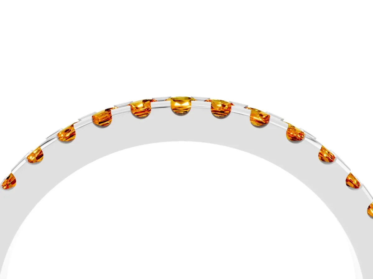 Round Citrine Pavé Set Eternity Band with Micro Prong Setting Silver