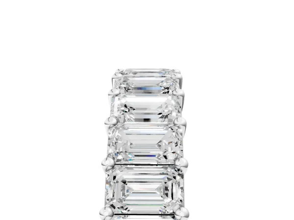 emerald Cut half eternity band with shared prong setting Platinum