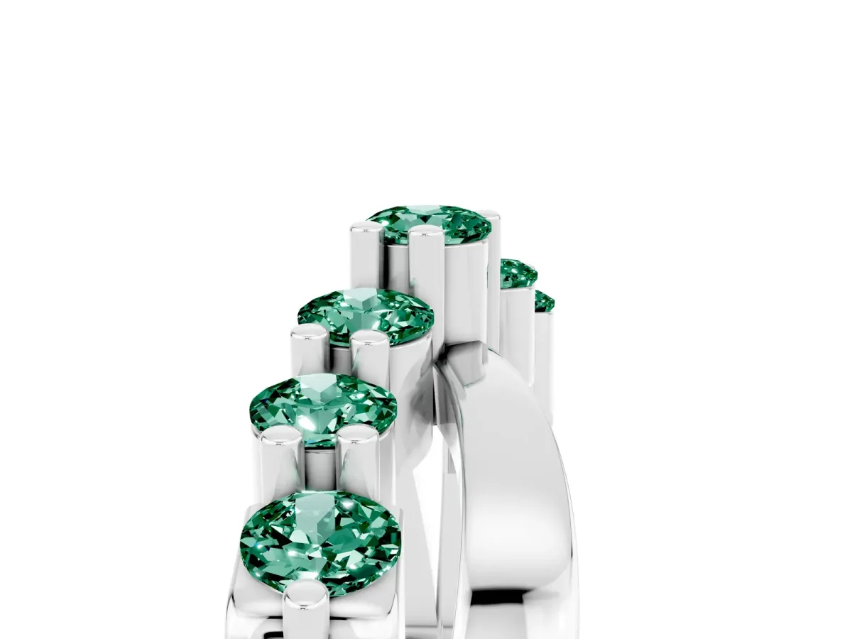 Round Green Sapphire Prong-Set Crossover Band Platinum
