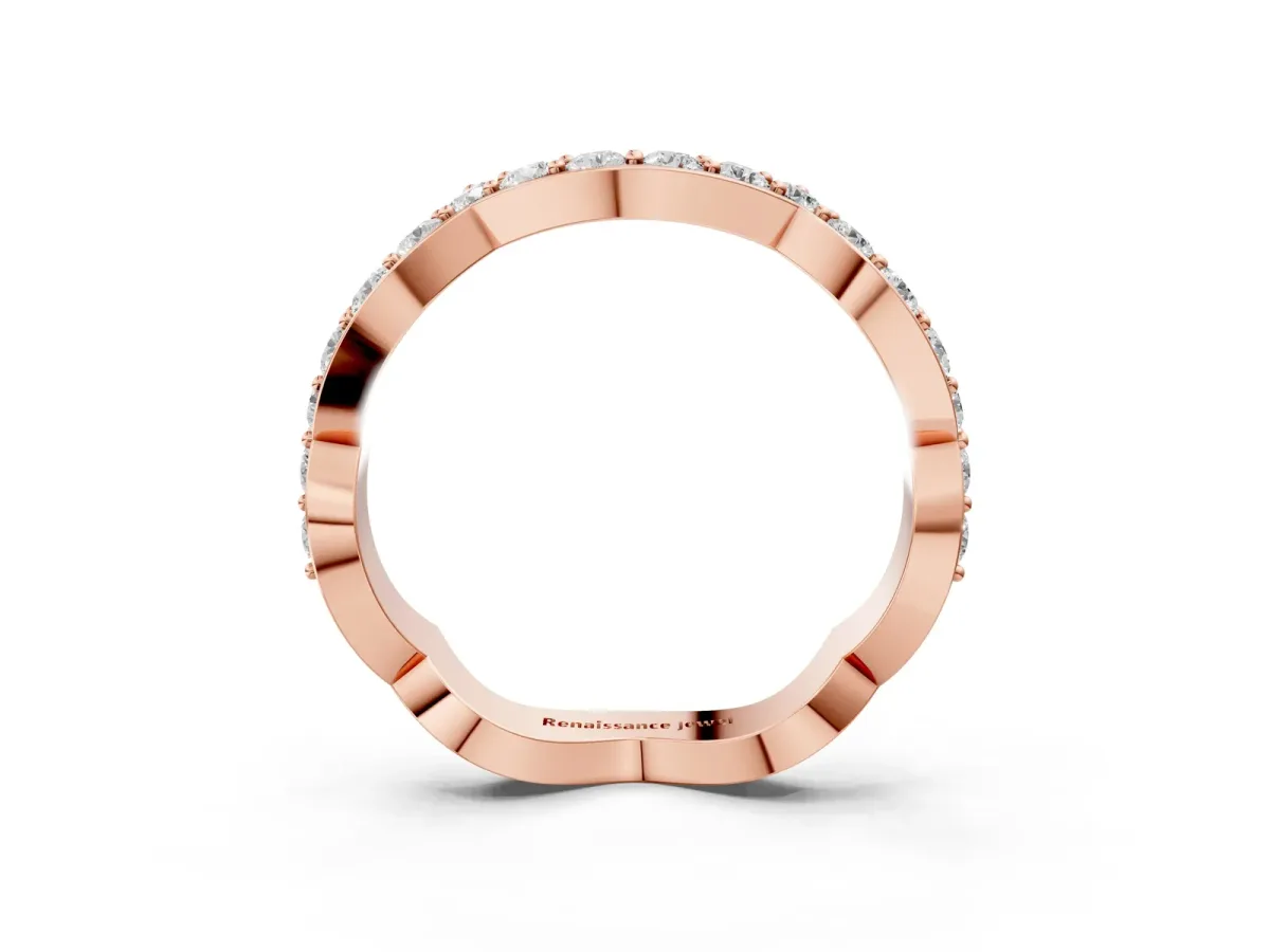 Round Diamond Pavé Zigzag Eternity Band Rose gold