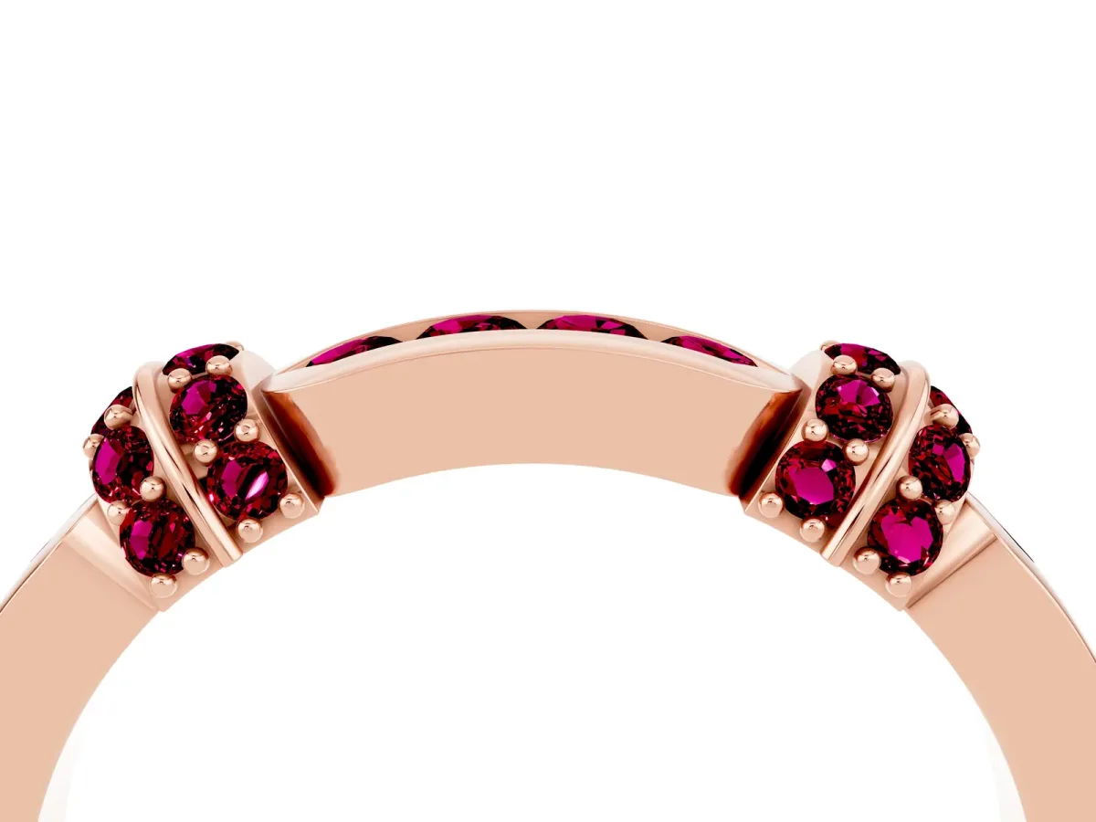Pavé Round Garnet Link Band with Bezel Setting Rose gold