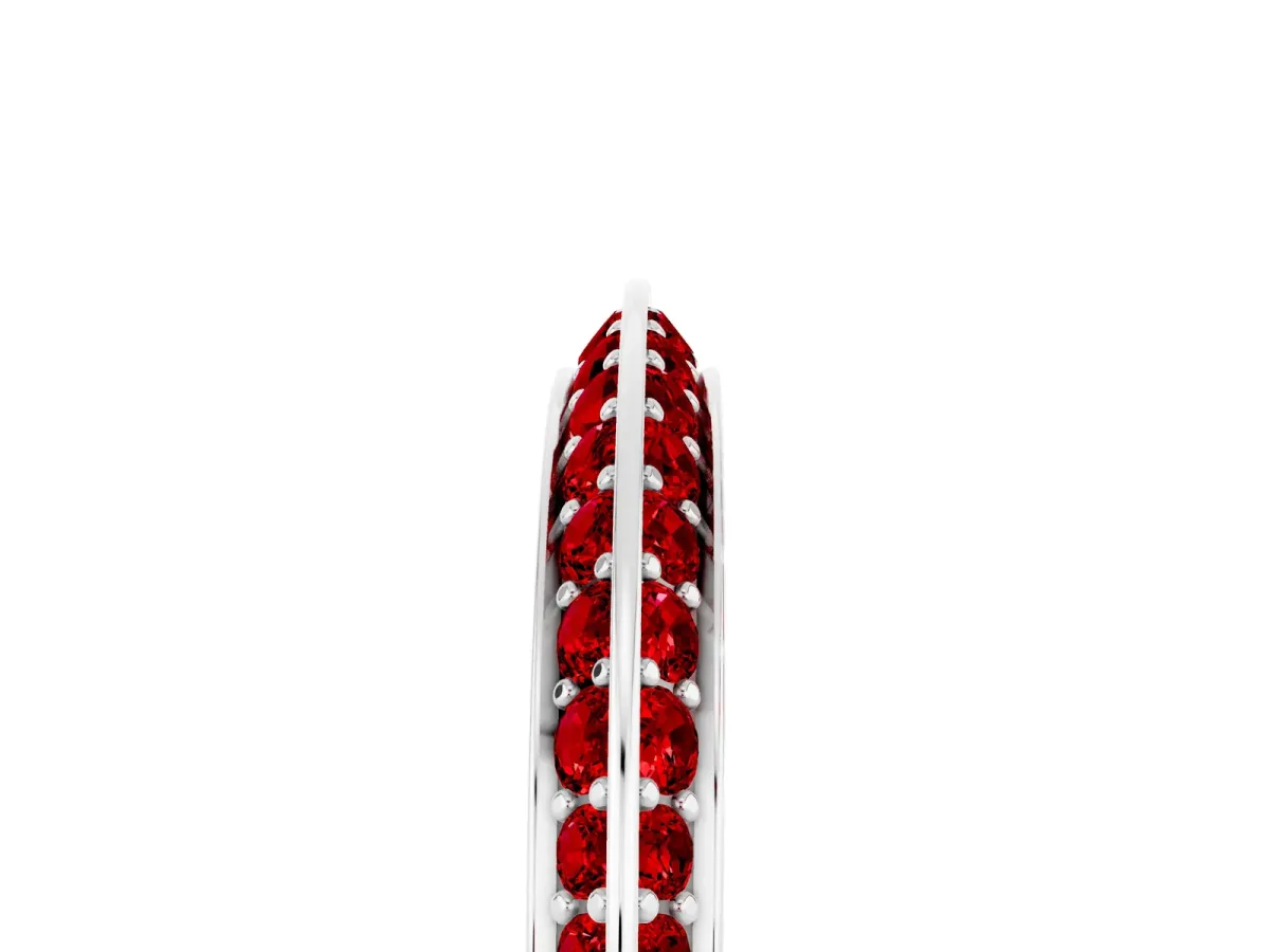 Double Row Pavé Round Ruby Eternity Band with Channel Setting Silver