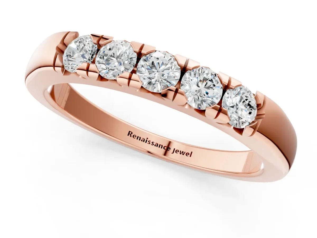 Round Diamond Channel Set Half Eternity Band Rose gold
