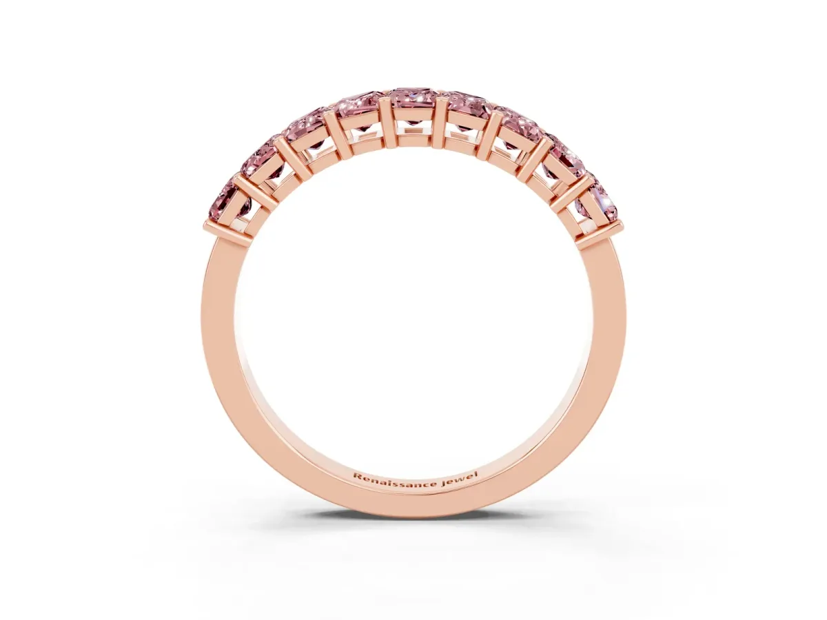 Emerald Cut Morganite Prong-Set Eternity Band Rose gold
