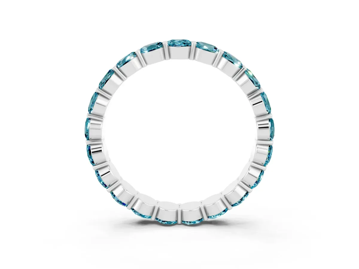 Round Blue Topaz Eternity Band with U-Prong Setting Silver