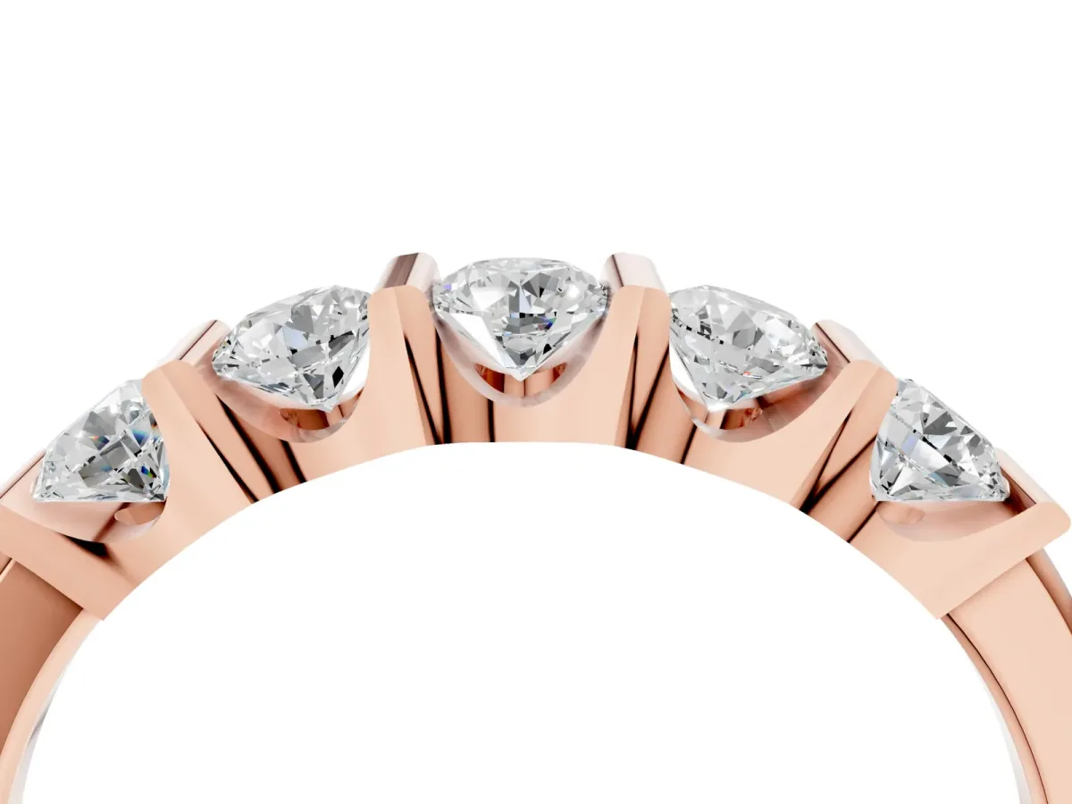 Channel-Set Round Diamond Five-Stone Band Rose gold