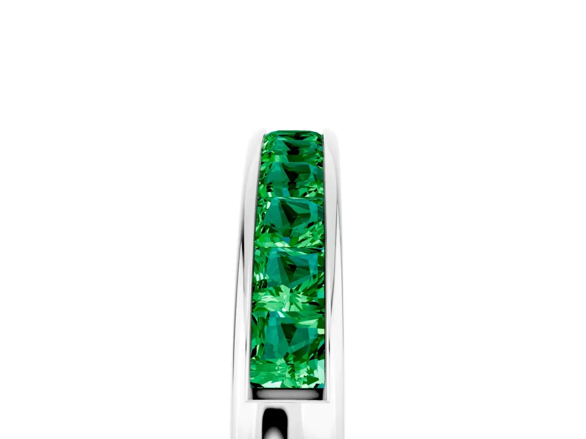 Channel Set Princess Cut Emerald Eternity Band Silver