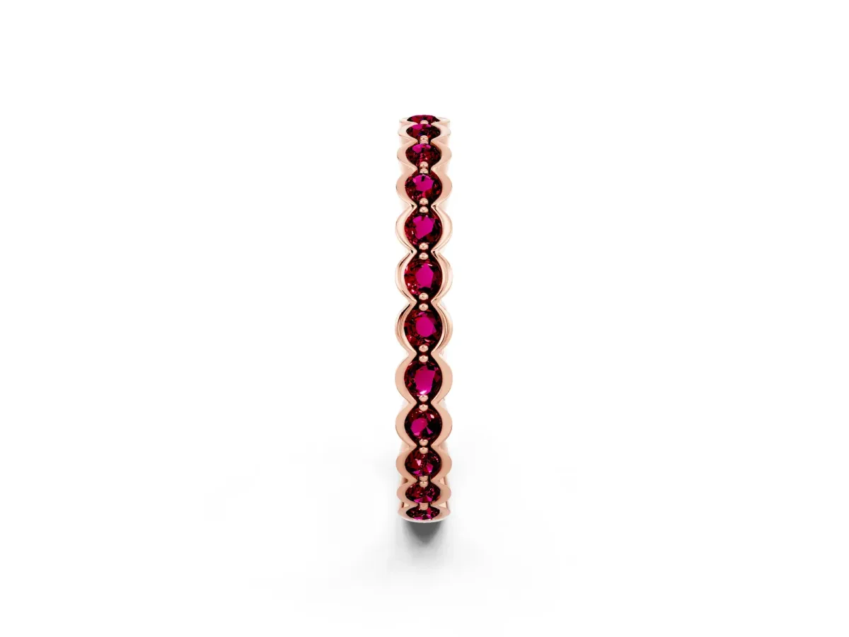 Round Garnet Bezel Set Eternity Band Rose gold