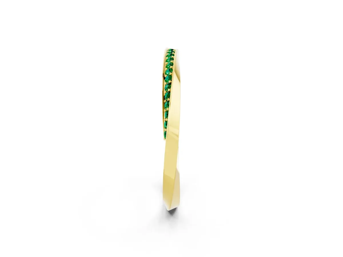 Pavé Round Emerald Twist Band Yellow gold