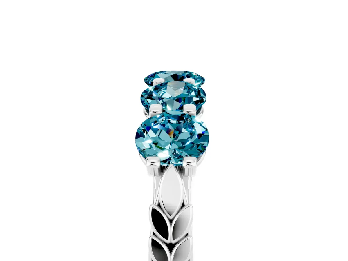 Five-Stone Round Blue Topaz Prong-Set Band Silver