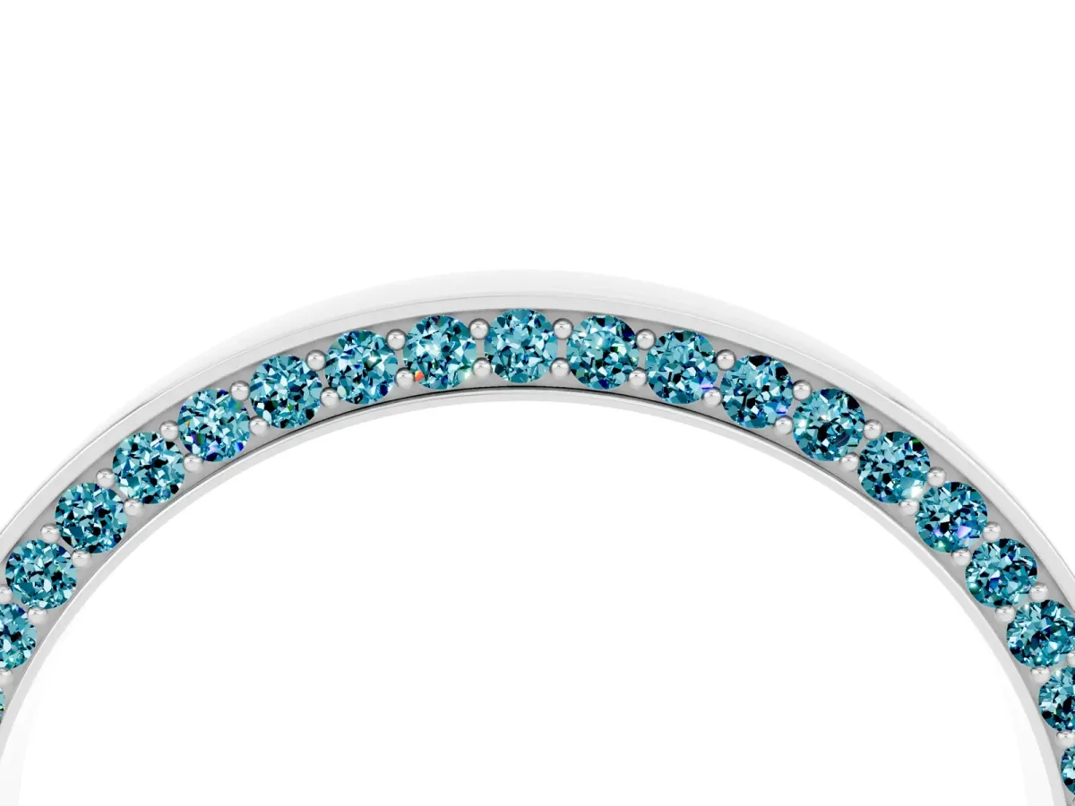 Pavé Round Blue Topaz Channel Set Band Platinum