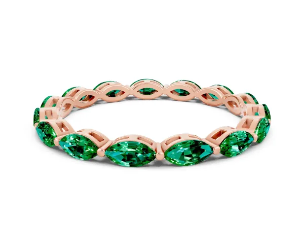Marquise Emerald Eternity Band with U-Prong Setting Rose gold