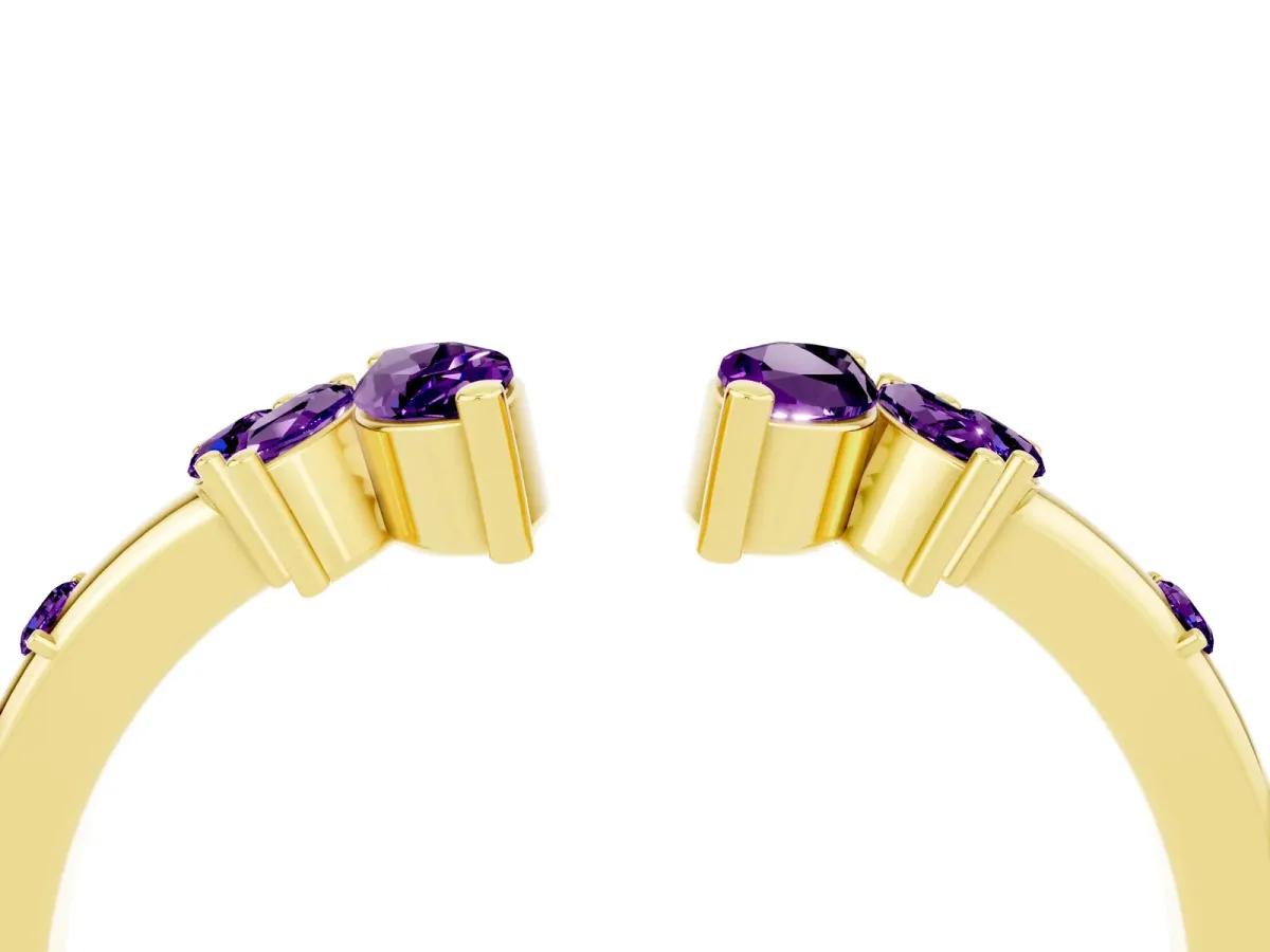 Open Marquise Cluster Amethyst Band with Prong Setting Yellow gold