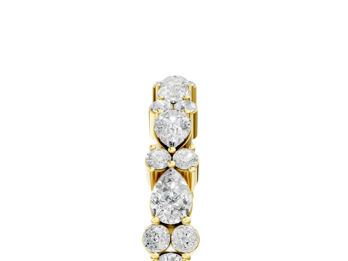 Pear and Round Diamond Wedding Band Yellow gold