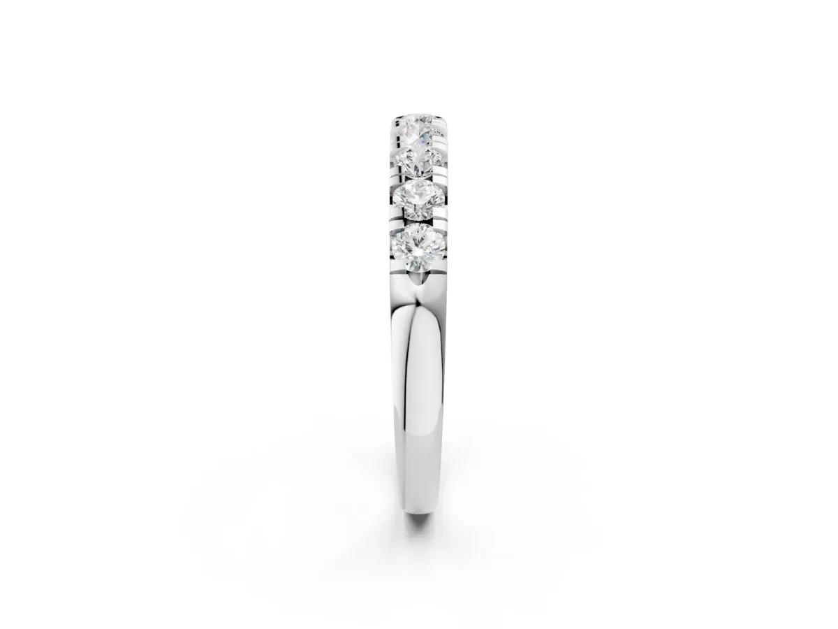 Round Diamond Half-Eternity Prong Set Band Silver